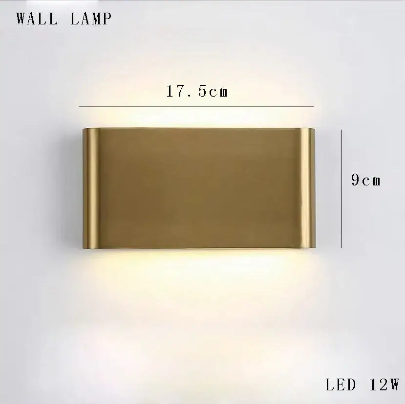 Modern geometric glossy gold led wall sconces with sleek metallic finish and rectangular design for living room art decor