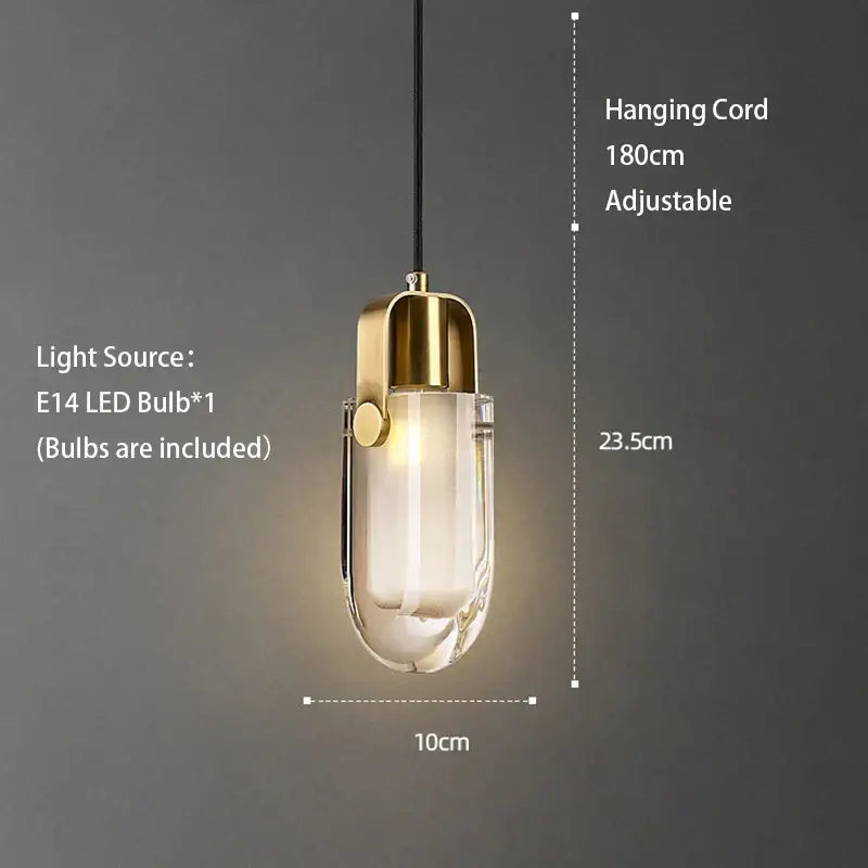 Modern geometric gold and clear crystal led ceiling chandelier with decorbites crystal led pendant and adjustable black cord