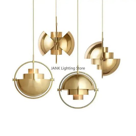 Modern geometric gold iron deformable pendant lamp with polished finish for living room decorbites iron deformable pendant