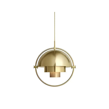 Modern geometric gold iron deformable pendant lamp with layered dome design for living room decorbites iron deformable pendant