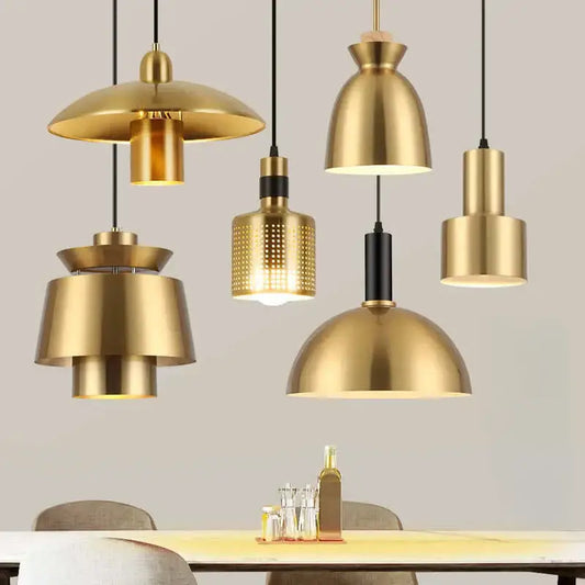 A modern geometric gold nordic chandelier with sleek brass pendant lights and black accents for kitchen and living room decorbites gold nordic