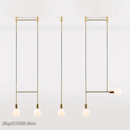 Modern geometric iron pendant light with gold-toned minimalist frames and frosted glass bulbs for dining room decorbites geometric iron pendant