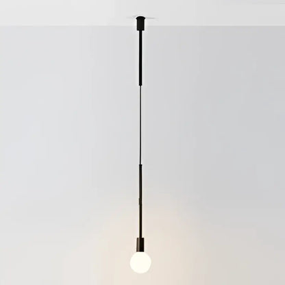 Minimalist black pendant light with sleek slender rod and exposed bulb from decorbites geometric iron pendant collection