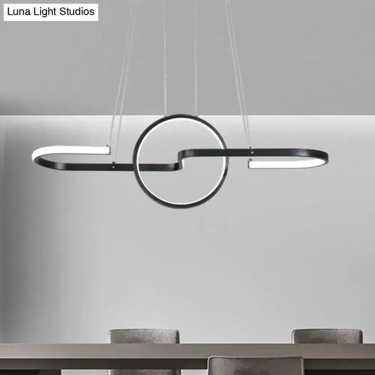 DecorBites™ modern black gold metal pendant light with sleek circular led elements and warm white light kit for dining rooms
