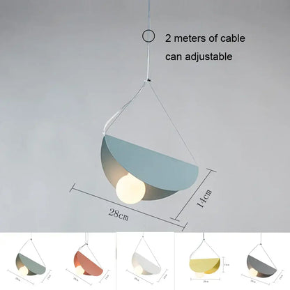 Modern geometric led pendant light with a sleek half-moon design in soft blue and silver for dining room decorbites geometric led pendant