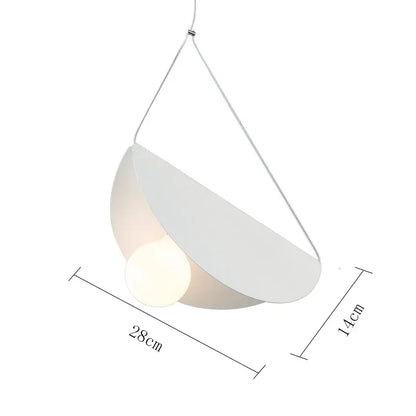 Minimalist white decorbites geometric led pendant light with curved metal frame and soft glow for dining room decor