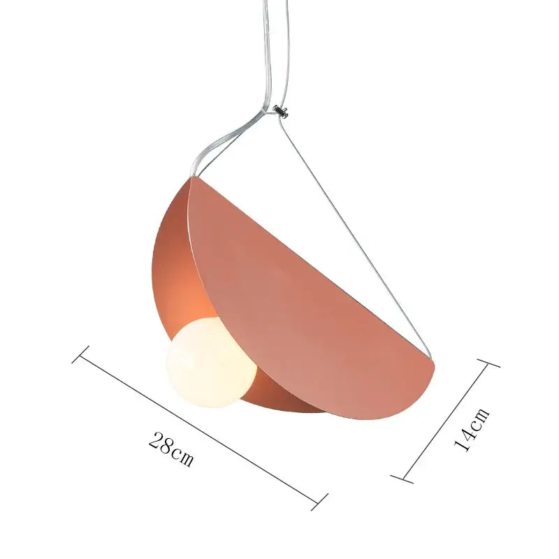 Modern geometric led pendant light with a warm terracotta metal shade and white bulb for dining room decorbites geometric led