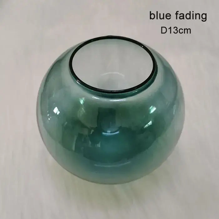 Translucent blue glass vase with black rim and subtle fading effect for modern geometric magic bean lighting globe