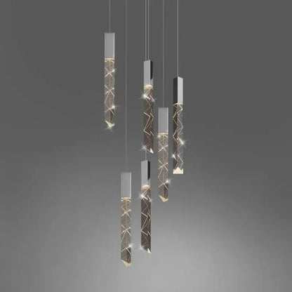 Modern geometric silver crystal glass led pendant light with sleek gold accents for dining room decorbites crystal glass