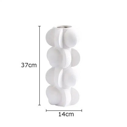 A tall white ceramic vase with modern stacked spheres for decorbites geometric spiral resin living room decor