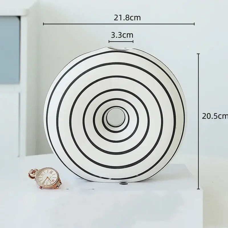 White ceramic vase with concentric black geometric stripes ceramic for modern living room decorbites geometric stripes decor