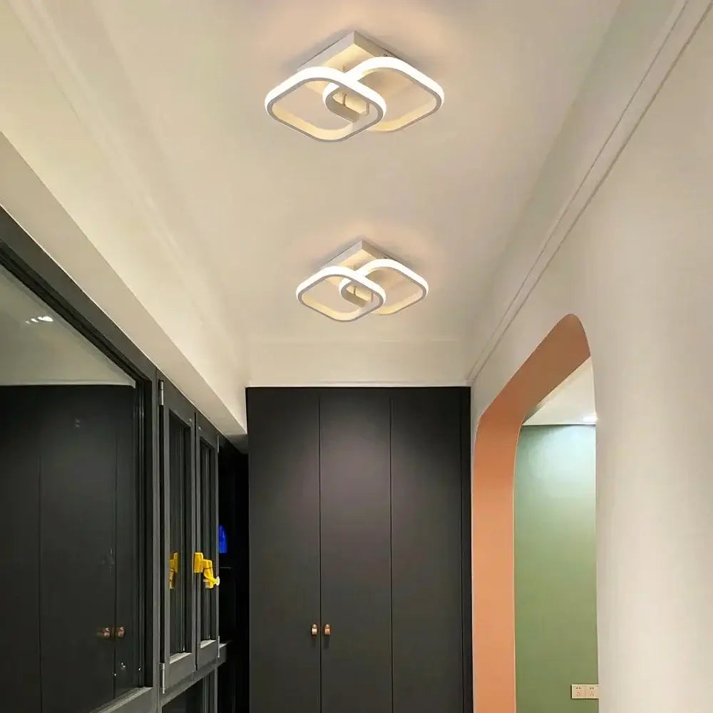 Modern geometric white acrylic led ceiling lamp with interlocking square design for bedroom decorbites acrylic led ceiling