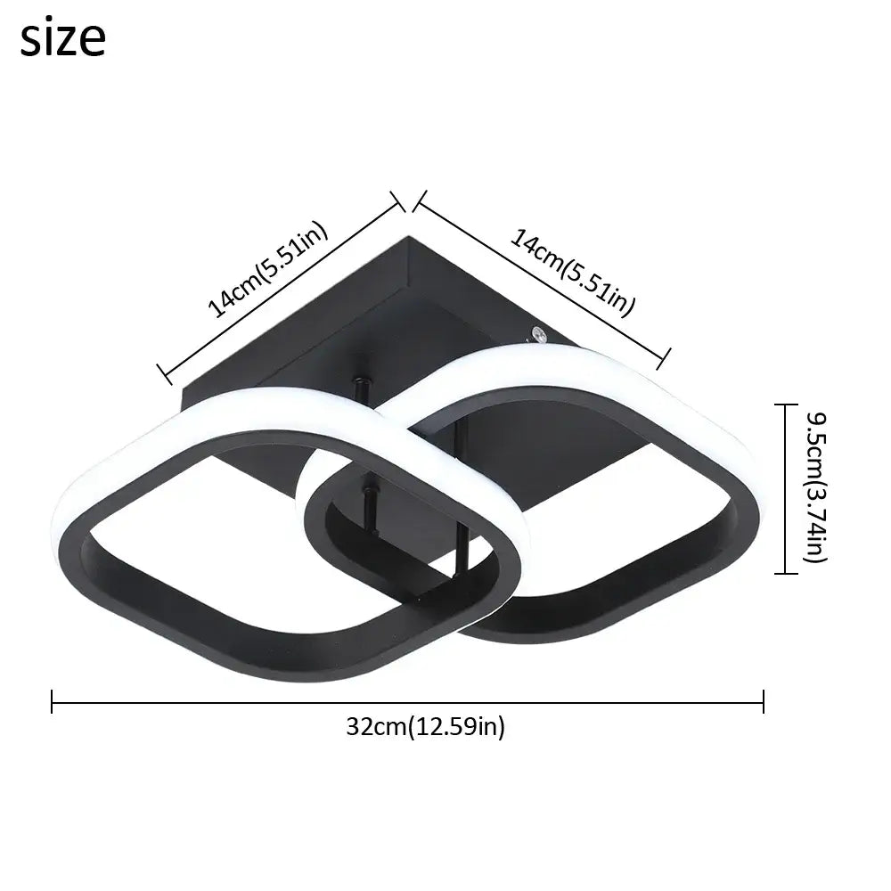 Modern geometric black and white acrylic led ceiling lamp with interlocking ring design for bedroom decorbites acrylic led lighting