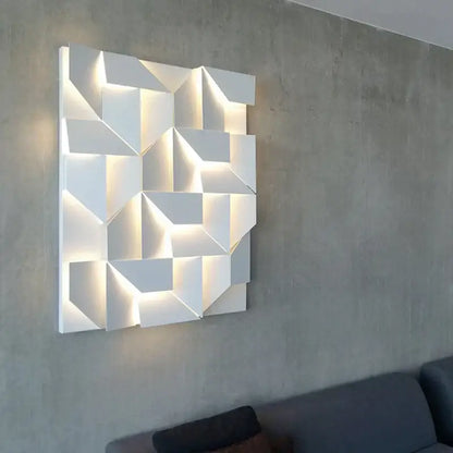 Modern geometric white grand sconce lamp with illuminated recessed lighting for bedroom decorbites grand sconce design