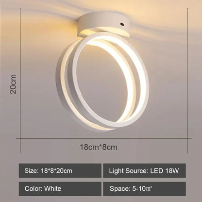 Modern geometric white led ceiling light with two concentric rings emitting warm glow for living room decorbites led ceiling