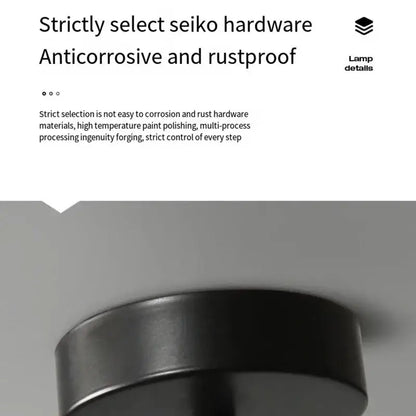 Black matte-finished seiko hardware base with sleek cylindrical design for modern glass ball led pendant lights decorbites