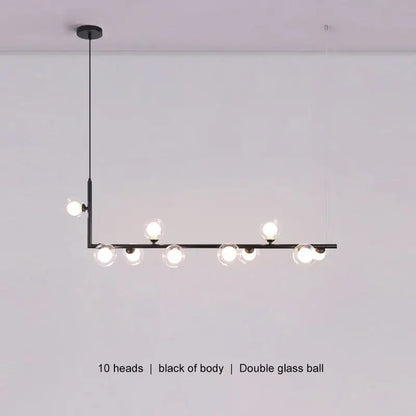 Modern black metal pendant light with ten spherical glass bulbs glass black chandelier for dining room decorbites glass black