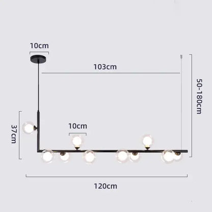 Modern glass black chandelier featuring multiple clear glass globe bulbs and gold pendant accents for dining room decorbites glass black