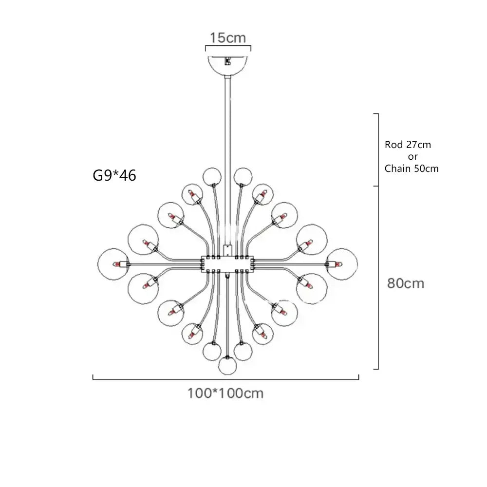 A modern glass bubble ceiling chandelier with 46 g9 bulbs on curved arms for elegant living room decorbites glass bubble