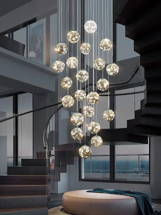 Modern Glass Bubble Staircase Pendant Chandelier - Decorbites