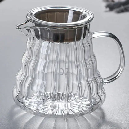Modern decorbites glass coffee carafe with clear ribbed glass and stainless steel lid for pour over brewing