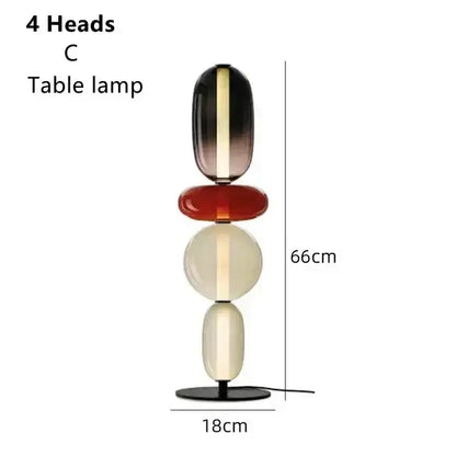 Modern glass floor lamp set of 3 featuring four stacked translucent glass heads in gradient black red and cream tones floor lamp led
