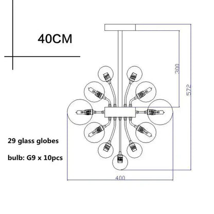 Modern glass globe led chandelier with 29 clear globes and g9 bulbs for contemporary living room decorbites glass globe design