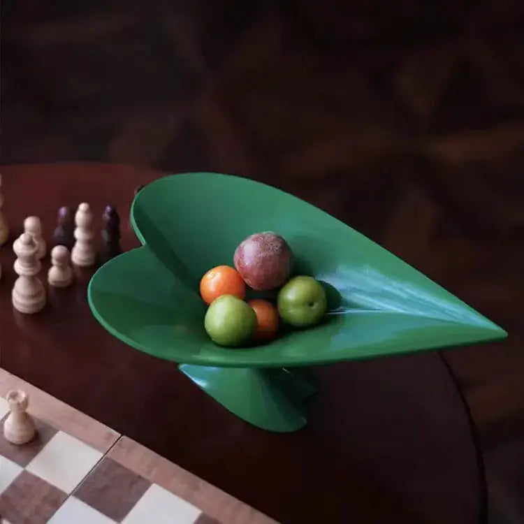 Modern glossy green leaf geometric fruit plate with sleek design for decorbites geometric fruit and fruit plate jewelry use