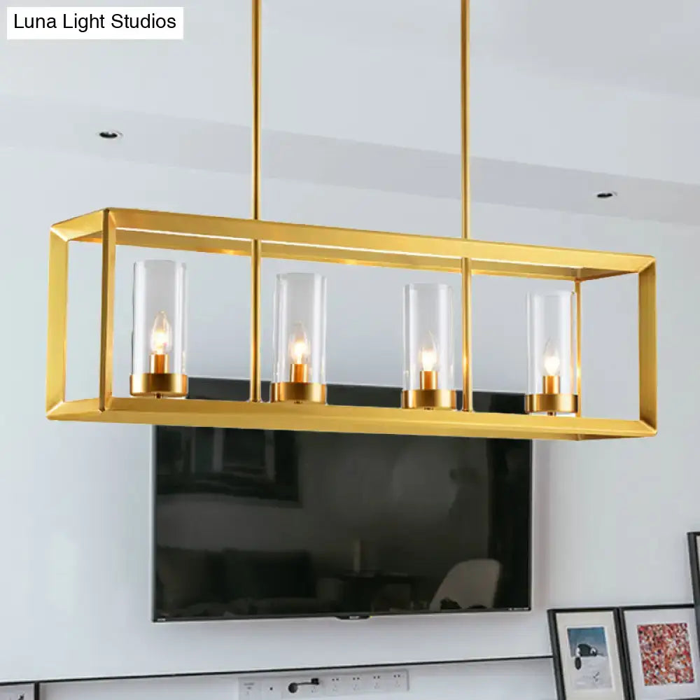 Decorbites gold pendant light with clear glass shades and warm bulbs ideal for dining room island lighting