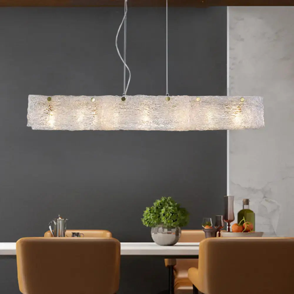 Decorbites modern 9-light island pendant with transparent crackle glass and gold accents for 220v-240v and 110v-120v use