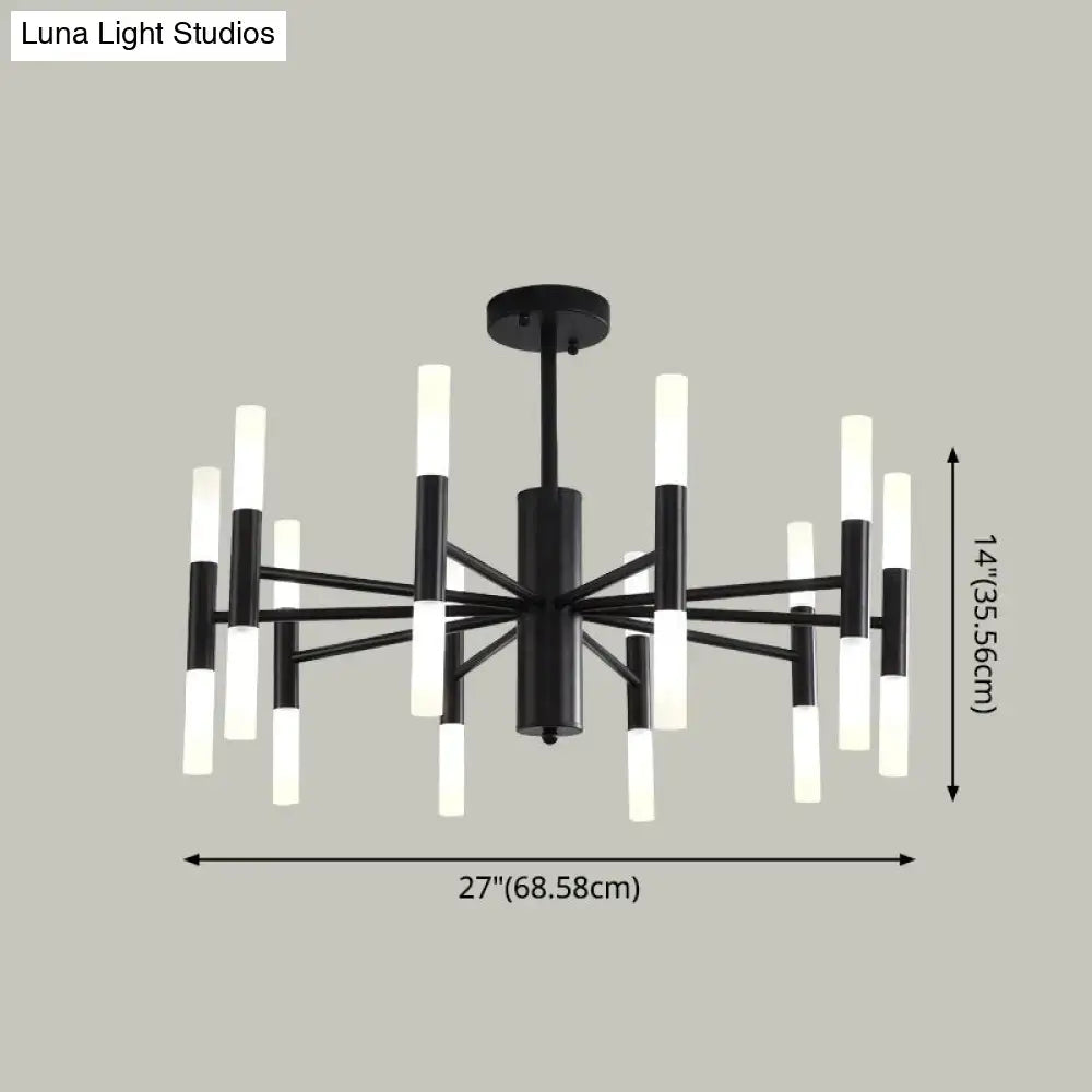 Decorbites modern 20-light black acrylic chandelier with white cylindrical lights for dining room 110v-120v 220v-240v
