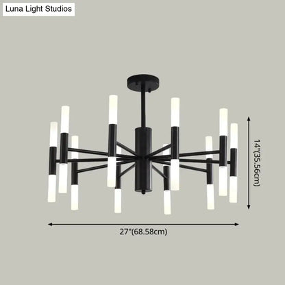 Decorbites modern 20-light black acrylic chandelier with white cylindrical lights for dining room 110v-120v 220v-240v