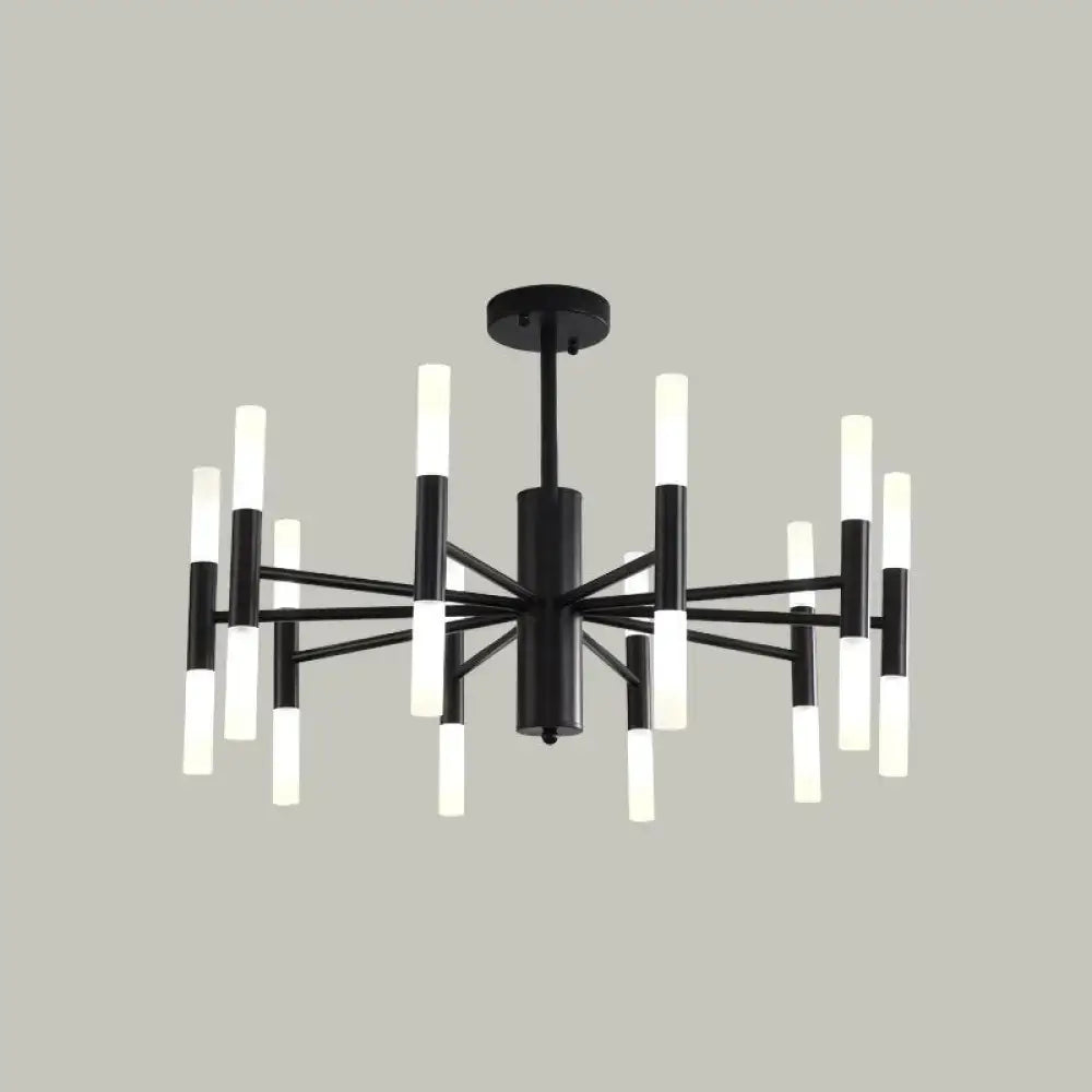 Decorbites™ modern black chandelier with multiple white acrylic cylindrical lights for dining room 110v-120v 220v-240v