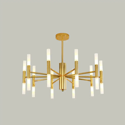 Gold-finished decorbites modern 20-light acrylic ceiling lamp with geometric arms for dining room 110v-120v and 220v-240v use