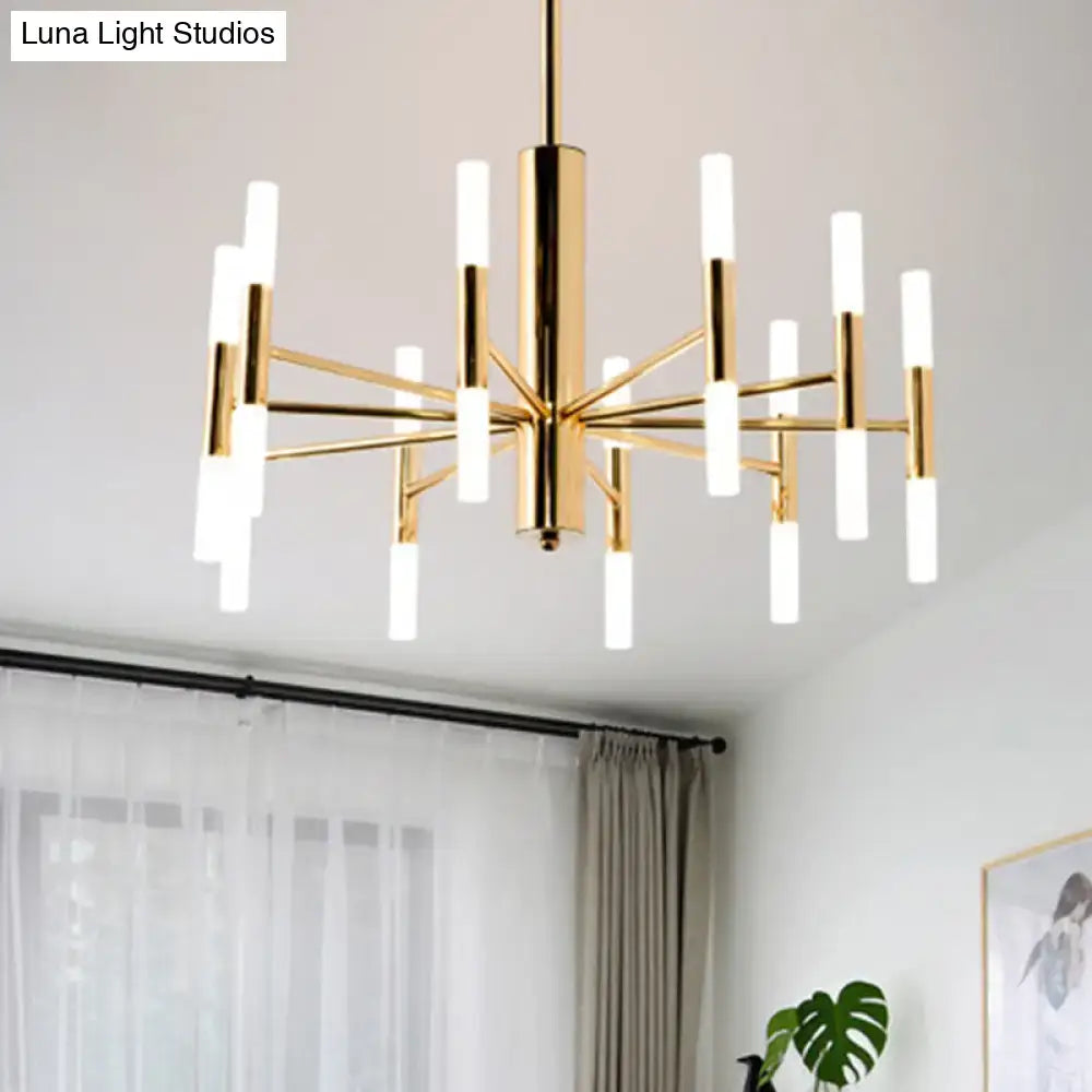 Gold-toned decorbites™ modern 20-light acrylic ceiling lamp with cylindrical frosted glass fixtures for dining room 110v-120v 220v-240v
