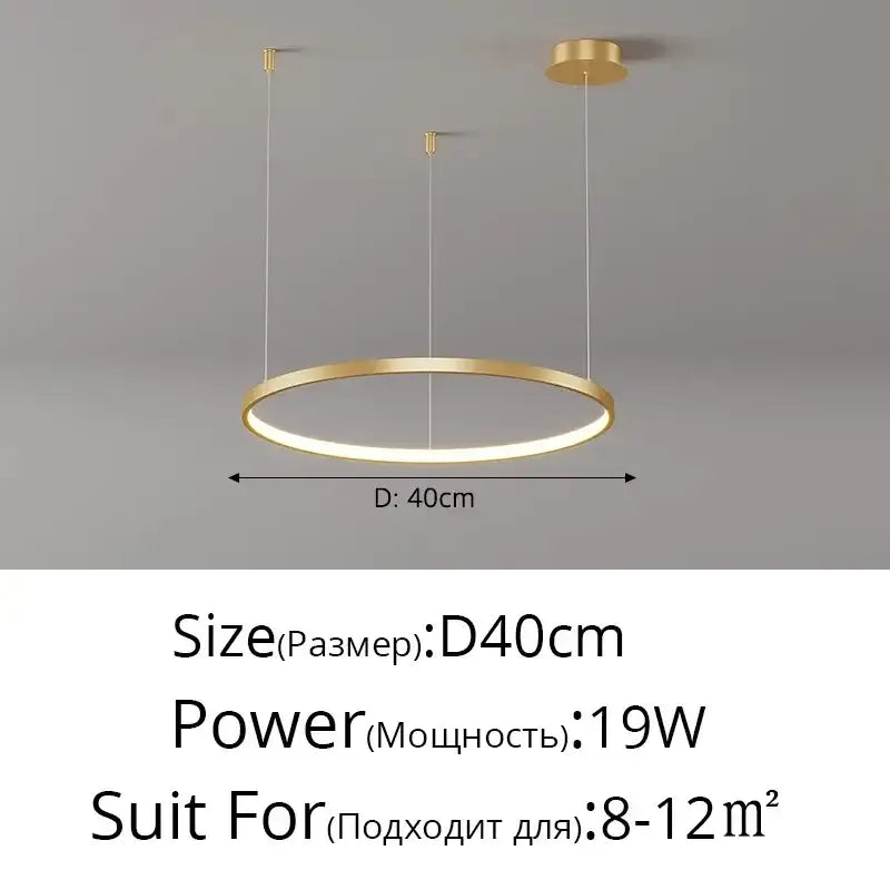 Modern gold acrylic led ring pendant light with sleek design 40cm diameter ideal for dining room decorbites acrylic led
