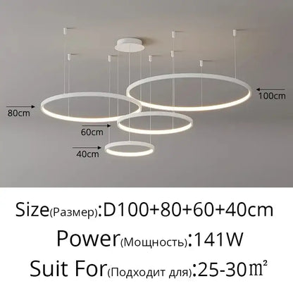 Modern white circular pendant light with multiple acrylic led rings for elegant dining room decorbites acrylic led design