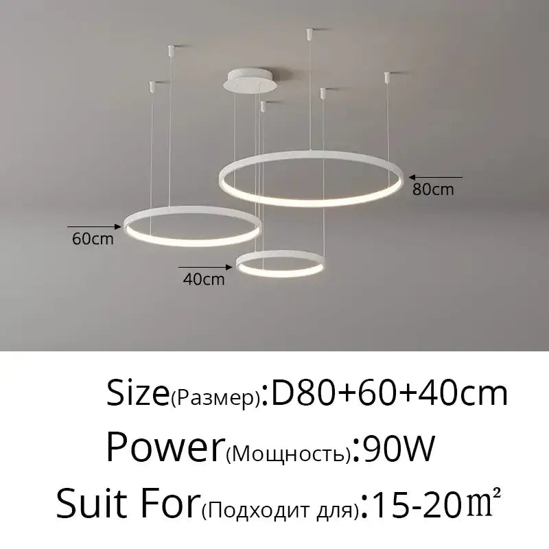 Modern white circular pendant light with three acrylic led rings for dining room decorbites acrylic led design