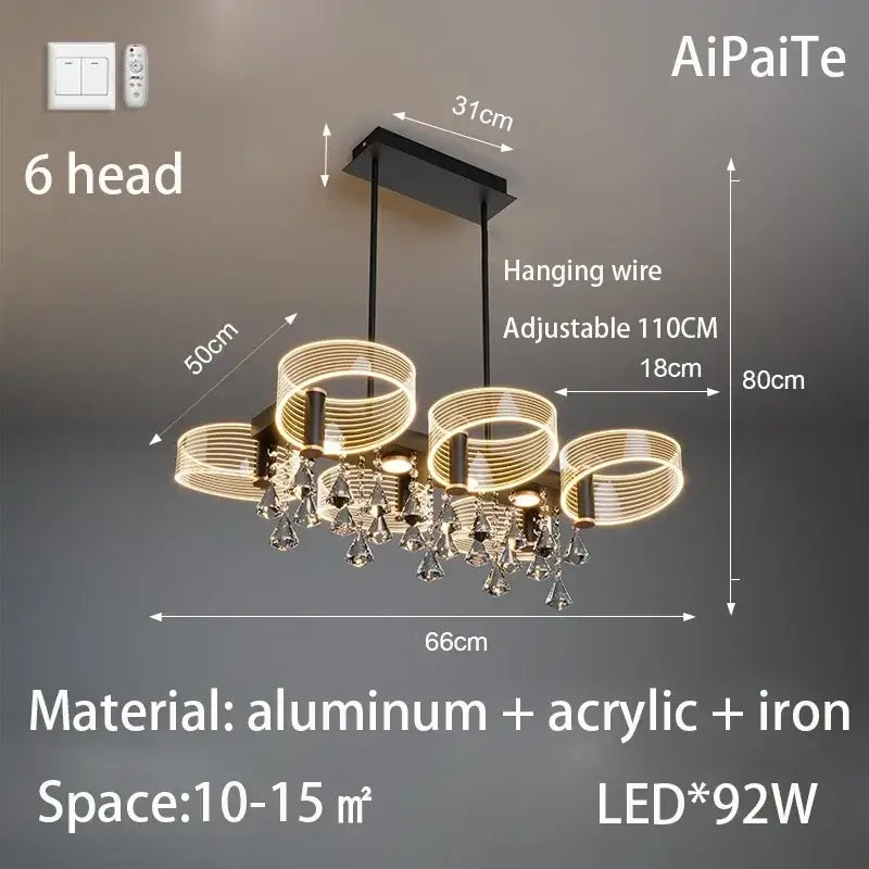 Modern gold acrylic lustre chandelier with sleek aluminum iron frames and crystal droplets decorbites acrylic lustre