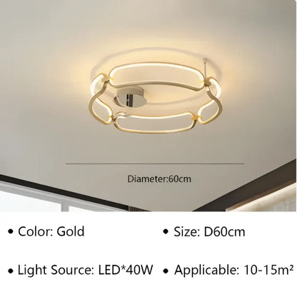 Modern gold adara luxury led chandelier with interlocking circular rings for elegant dining room decorbites adara luxury use