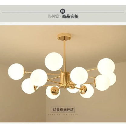 Modern gold adjustable ball glass lustre with twelve frosted globes in a branching design for dining room decorbites adjustable ball