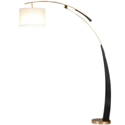 Modern gold adjustable metal floor lamp with a sleek black and gold frame and white fabric shade for living room decorbites adjustable metal floor