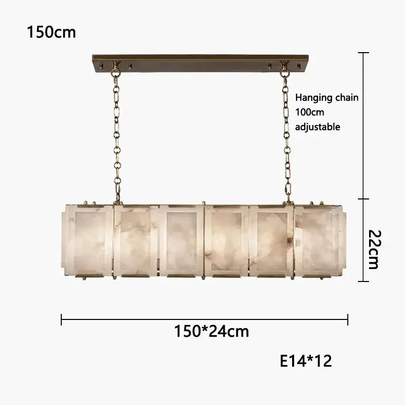 A modern gold alabaster dimmable led marble art chandelier with brass frame and five translucent panels for dining room decorbites dimmable led