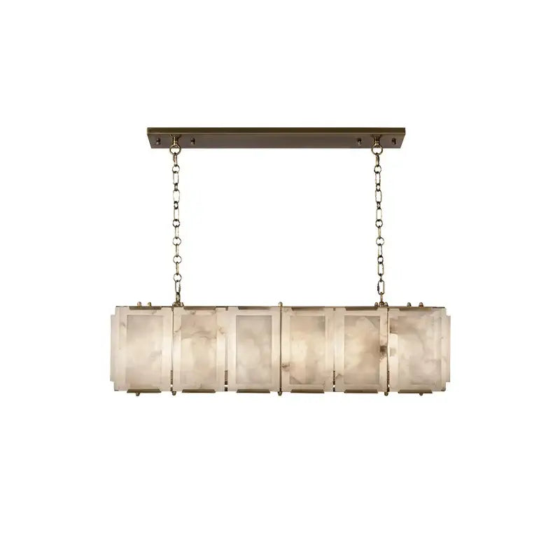 Modern gold alabaster dimmable led marble art chandelier with brushed brass and frosted white stone panels for dining room decorbites dimmable led