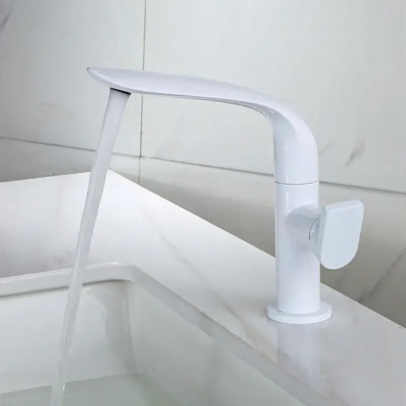 White modern basin faucet with sleek curved design and single handle for decorbites basin faucet bathroom use