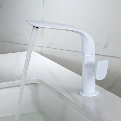 White modern basin faucet with sleek curved design and single handle for decorbites basin faucet bathroom use