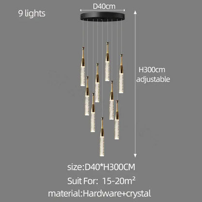 Modern gold and black decorbites crystal chandelier with nine adjustable lights for living room lighting