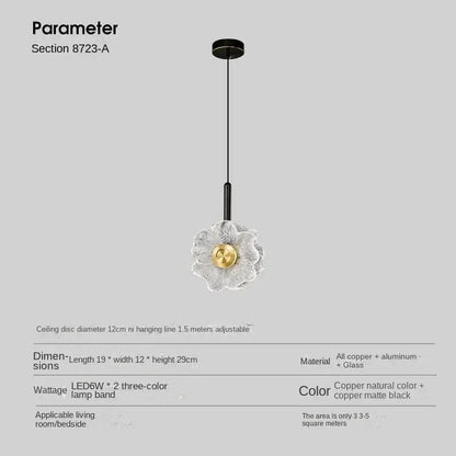 Modern gold and black led glass wall lamp with delicate flower-shaped pendant and brass disc for bedroom decorbites led glass