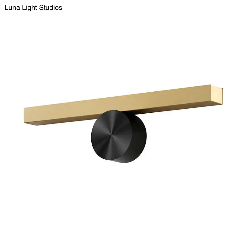 Modern gold and black linear wall light fixture with a sleek gold bar and matte black base for 110v-120v use