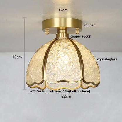 Modern gold and pink column glass crystal ceiling light with golden copper textured crystal and glass shade for bedroom decorbites column glass